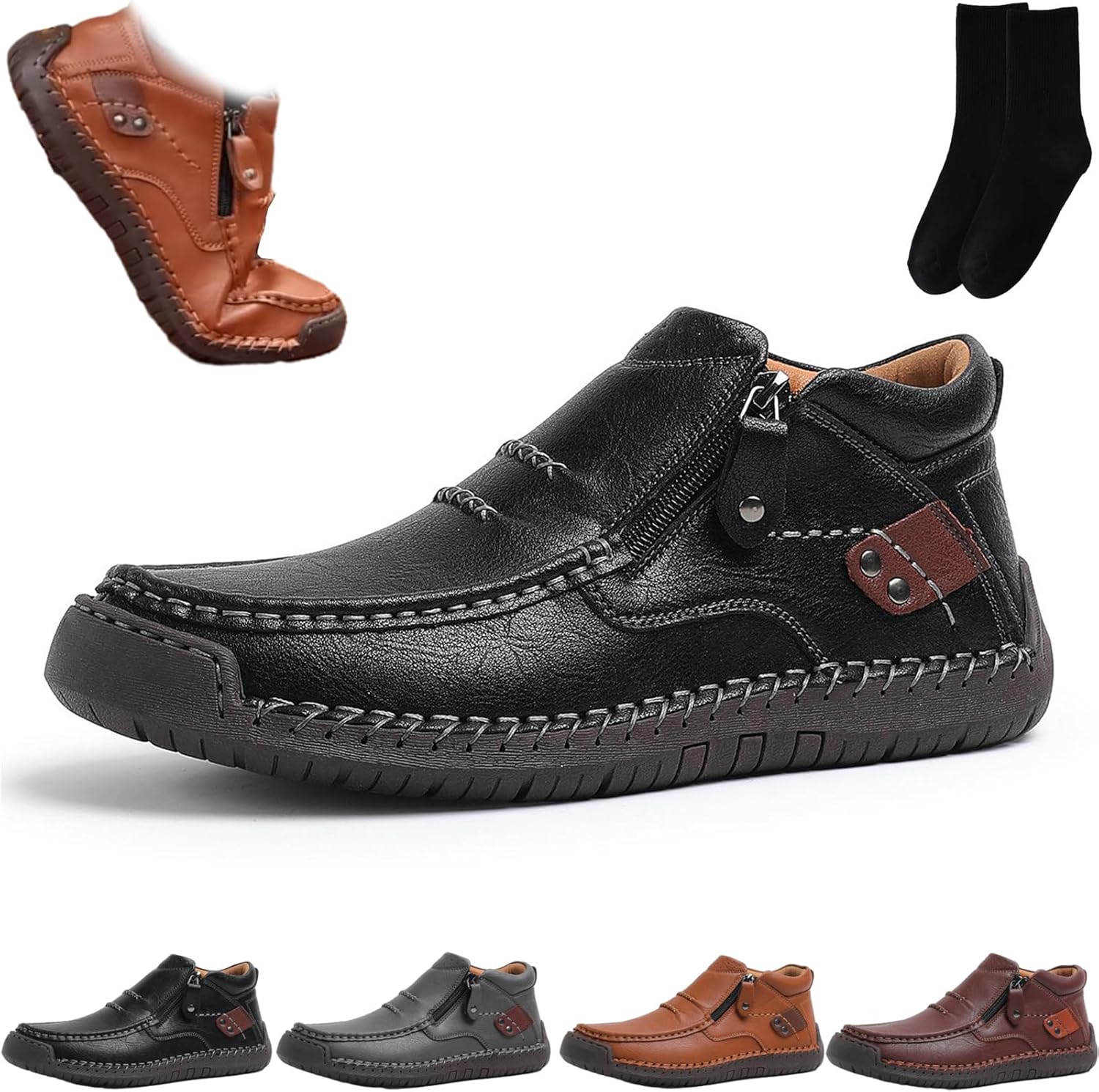 Мужские ручной работы кожаные слипоны с боковой молнией, мужские повседневные легкие водонепроницаемые лоферы для прогулок с поддержкой свода стопы, удобная обувь Xylawave, черный
Мужские ручной работы кожаные слипоны с боковой молнией, мужские повседневные легкие водонепроницаемые лоферы для прогулок с поддержкой свода стопы, удобная обувь Xylawave, черный