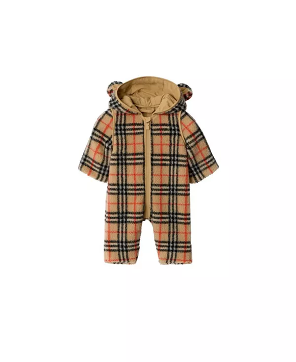 Детский комбинезон унисекс из флиса в клетку с капюшоном. Burberry, бежевый
Детский комбинезон унисекс из флиса в клетку с капюшоном. Burberry, бежевый