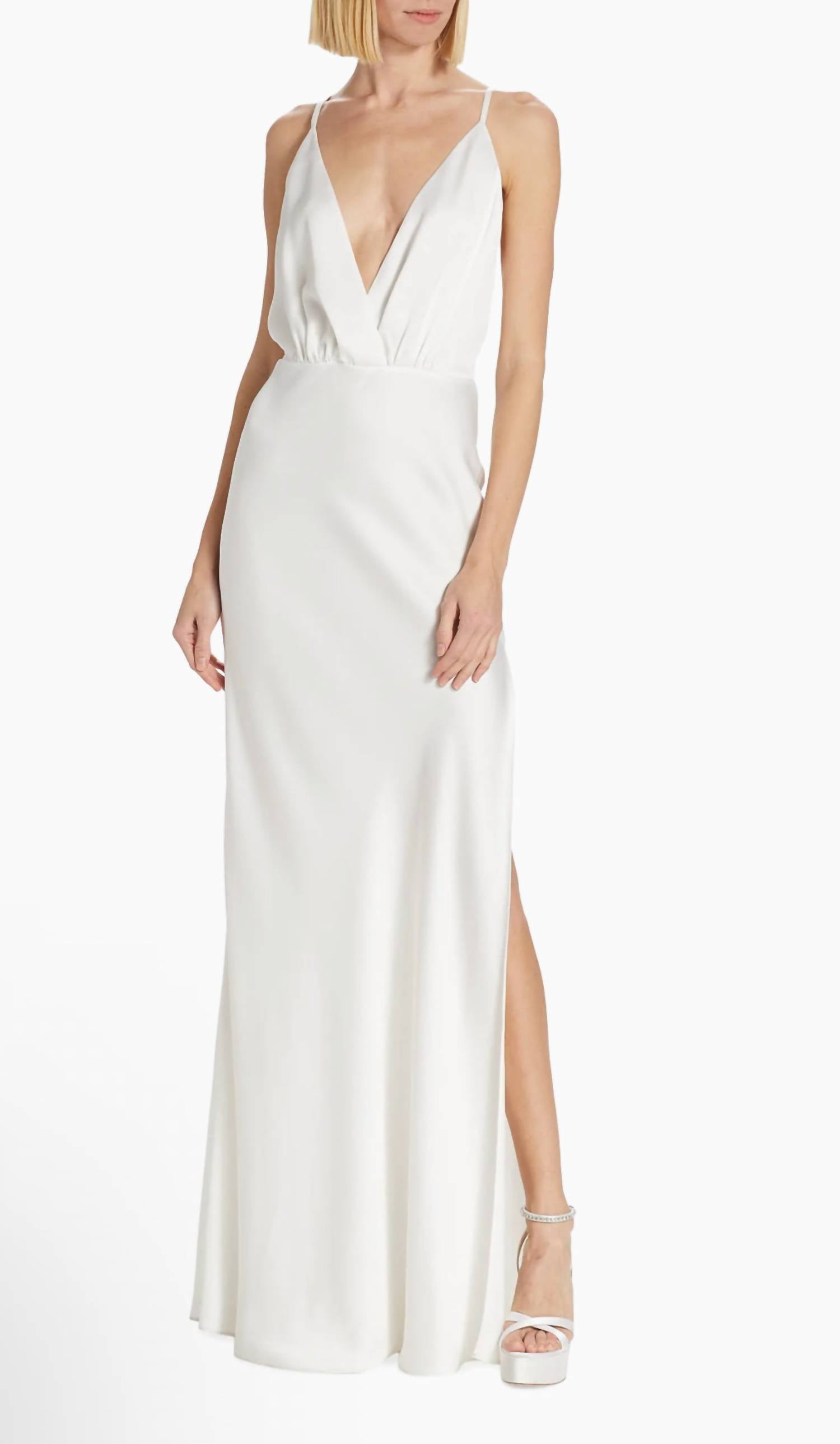 Атласное платье с V-образным вырезом цвета айвори Ramy Brook, слоновая кость
Атласное платье с V-образным вырезом цвета айвори Ramy Brook, слоновая кость