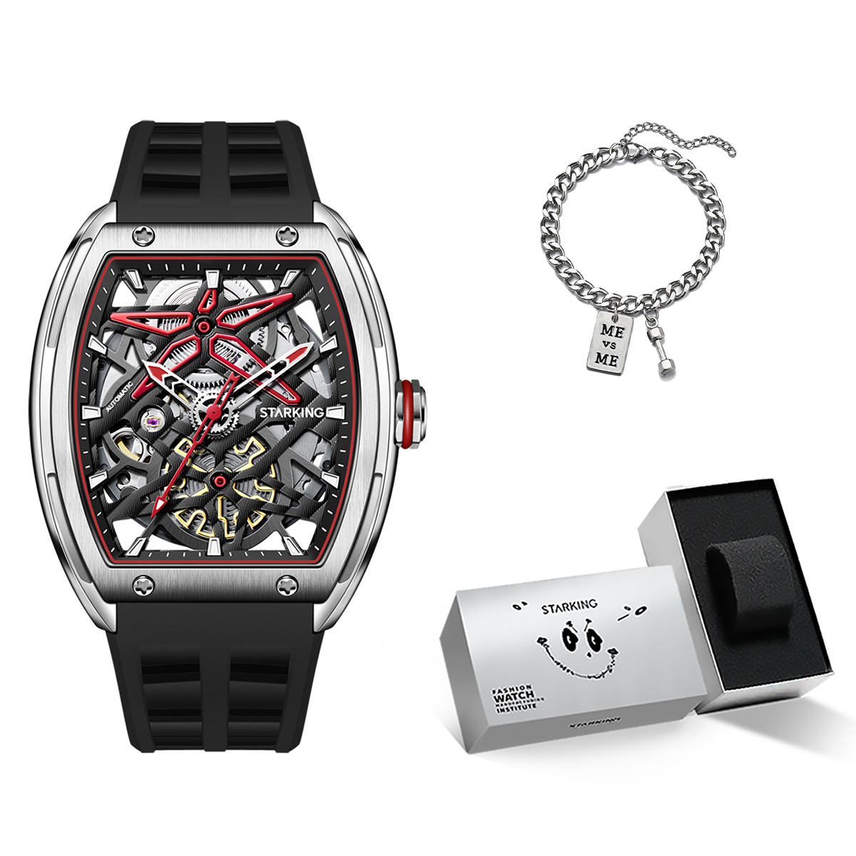 Стальной сердечник Коллекция Механический ход Силиконовый ремешок Мужские часы Черный циферблат STARKING
Стальной сердечник Коллекция Механический ход Силиконовый ремешок Мужские часы Черный циферблат STARKING