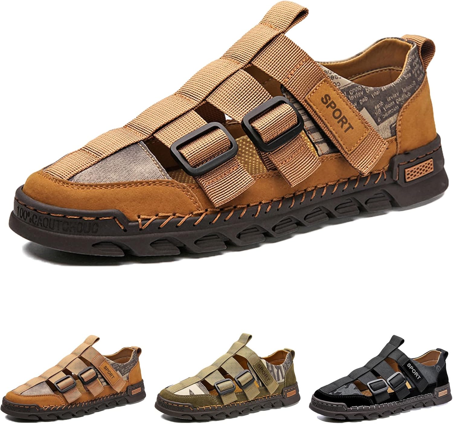 Мужские кожаные дышащие закрытые сандалии-лодочки с регулируемым ремешком, летние повседневные пляжные нескользящие спортивные сандалии Elshtide, коричневый
Мужские кожаные дышащие закрытые сандалии-лодочки с регулируемым ремешком, летние повседневные пляжные нескользящие спортивные сандалии Elshtide, коричневый