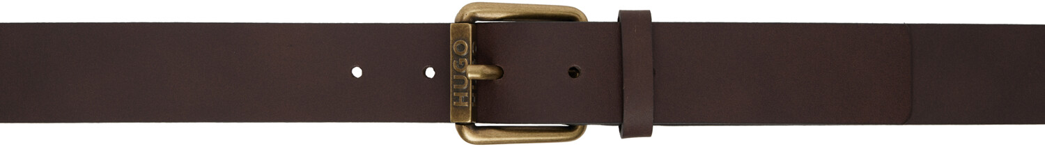 Коричневый кожаный ремень Hugo, темно-коричневый 
Коричневый кожаный ремень Hugo, темно-коричневый