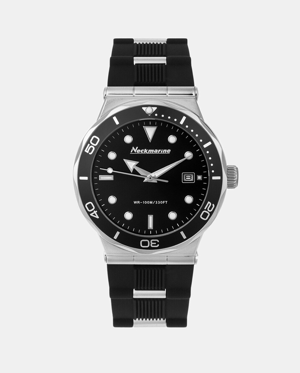 Спортивные женские часы из стали и черной резины Neckmarine, черный
Спортивные женские часы из стали и черной резины Neckmarine, черный