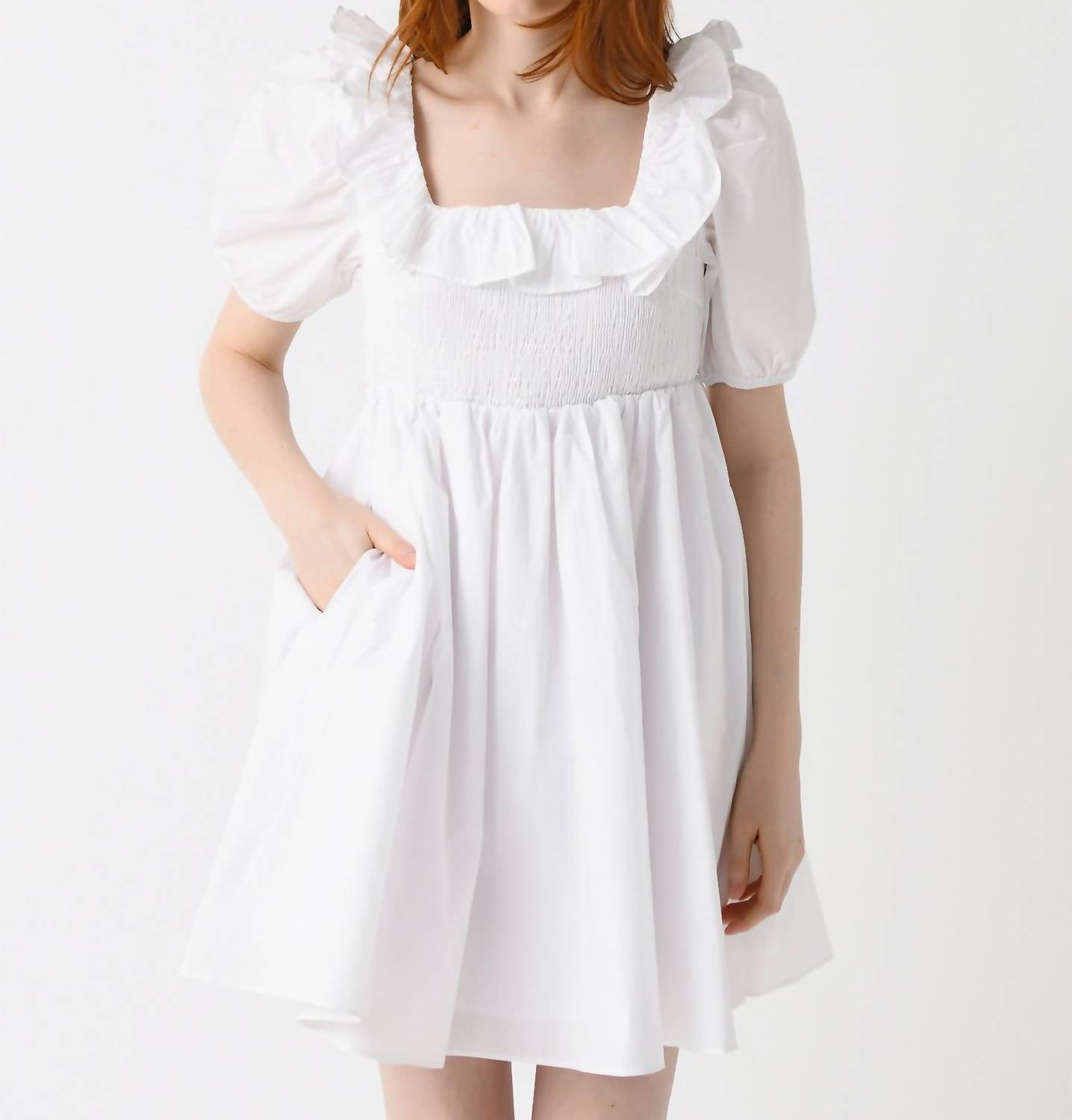 Платье с присборенными рукавами-фонариками белого цвета English Factory
Платье с присборенными рукавами-фонариками белого цвета English Factory