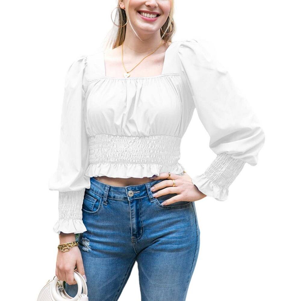 Женская блузка-крестьянка в стиле викторианского ренессанса в стиле бохо Anna-Kaci, белый
Женская блузка-крестьянка в стиле викторианского ренессанса в стиле бохо Anna-Kaci, белый