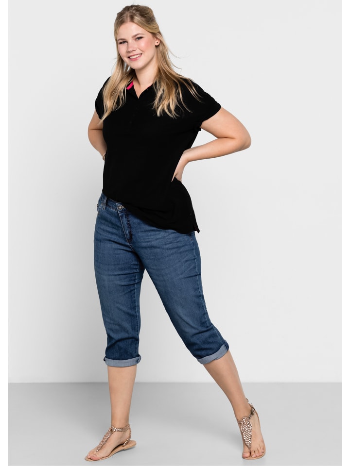 Тканевые шорты sheego, синий деним 
Тканевые шорты sheego, синий деним