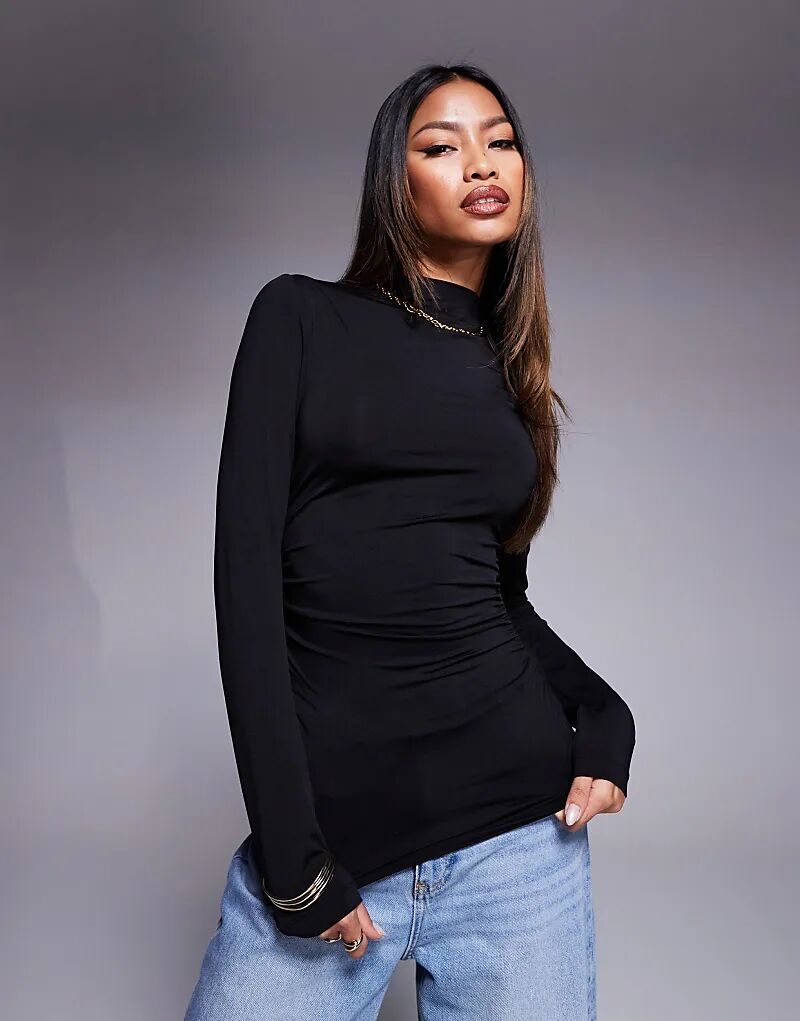 Полиамидный топ с высоким воротом и сборками по бокам черного цвета ASOS DESIGN
Полиамидный топ с высоким воротом и сборками по бокам черного цвета ASOS DESIGN