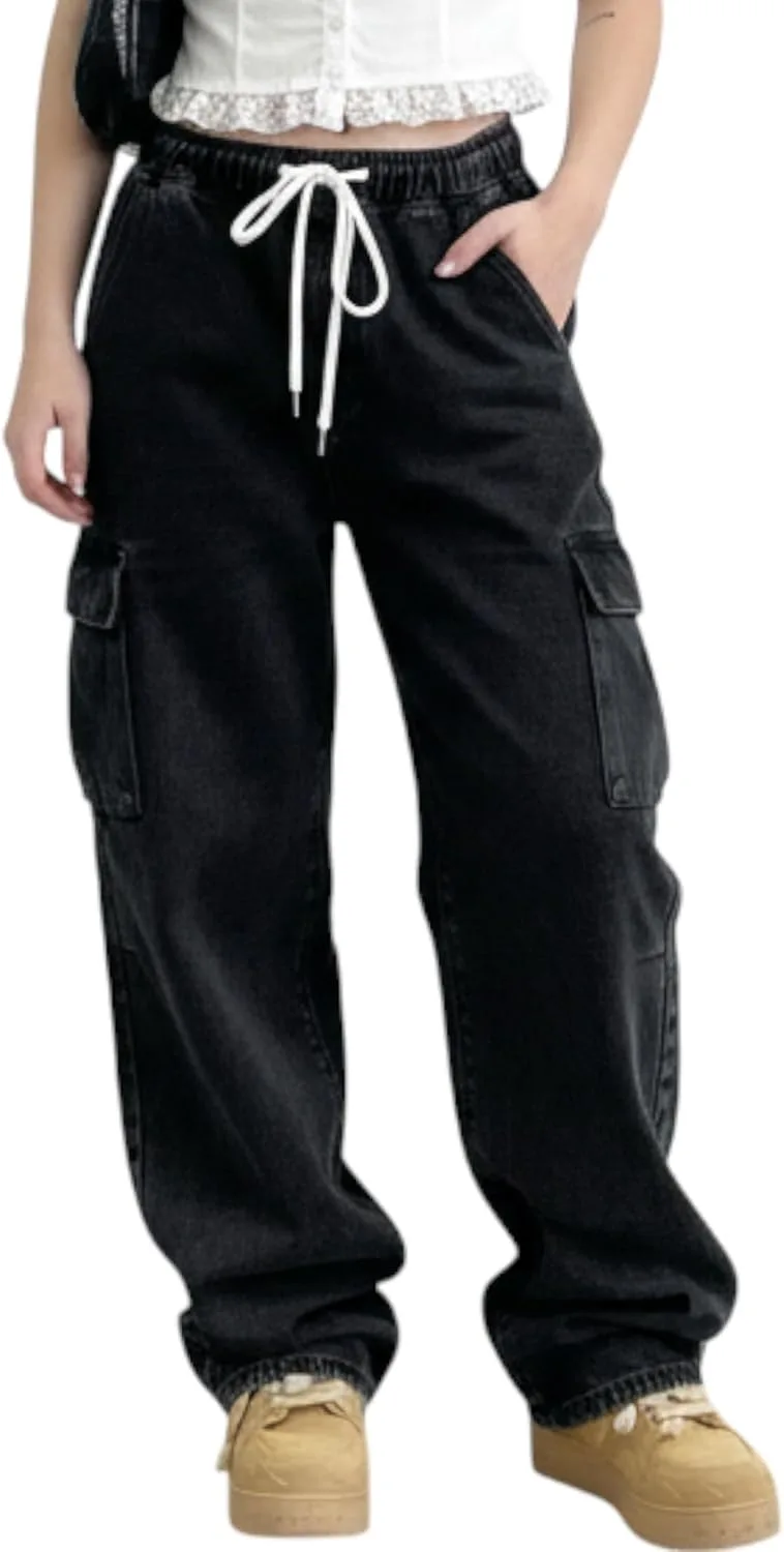 Женские карго джинсы casual с эластичным поясом и шнурком CFNZER
Женские карго джинсы casual с эластичным поясом и шнурком CFNZER