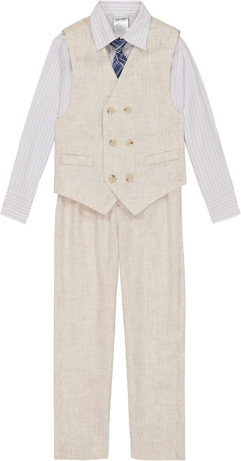 Костюм для мальчиков Calvin Klein из 4 предметов: жилет, брюки, рубашка с воротником и галстук, Cream/Purple
Костюм для мальчиков Calvin Klein из 4 предметов: жилет, брюки, рубашка с воротником и галстук, Cream/Purple