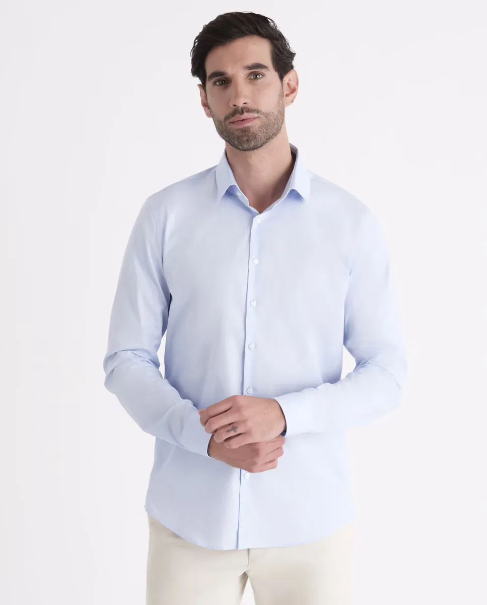 Мужская рубашка из поплина с принтом Calvin Klein, светло-голубой 
Мужская рубашка из поплина с принтом Calvin Klein, светло-голубой