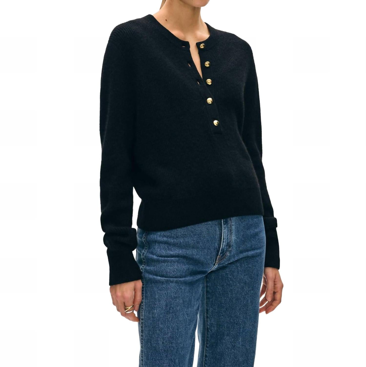 Кашемировый топ-хенли с пуговицами в рубчик, черный White + Warren, черный
Кашемировый топ-хенли с пуговицами в рубчик, черный White + Warren, черный