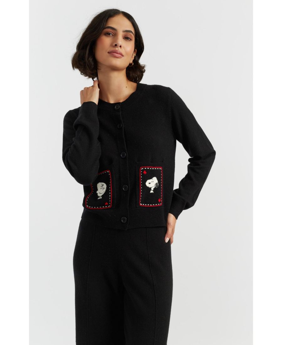 Женский шерстяной кашемировый кардиган с изображением Снупи и Чарли Брауна Chinti & Parker, Black
Женский шерстяной кашемировый кардиган с изображением Снупи и Чарли Брауна Chinti & Parker, Black