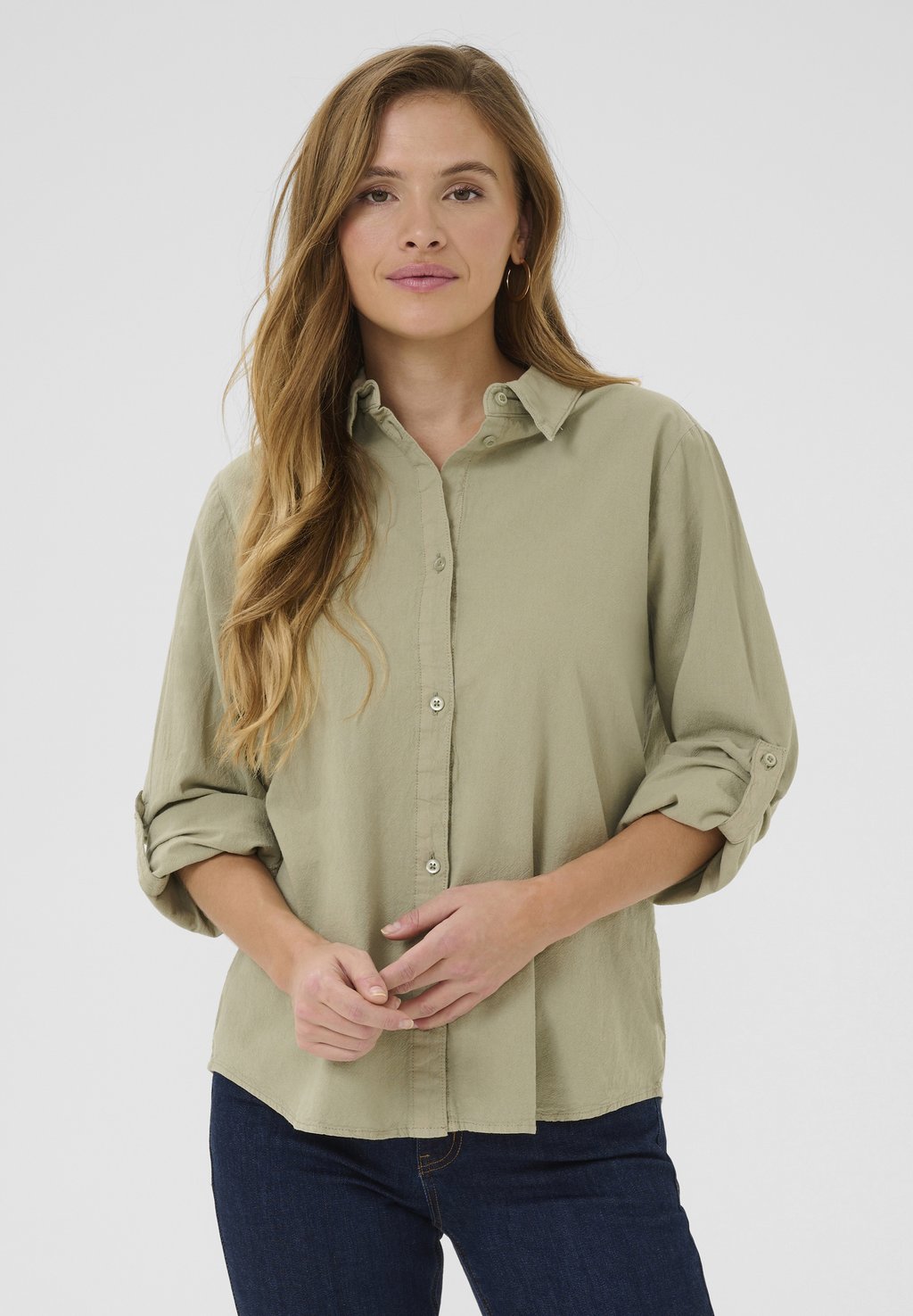 Блузка на пуговицах Kaffe, светло-зеленый
Блузка на пуговицах Kaffe, светло-зеленый