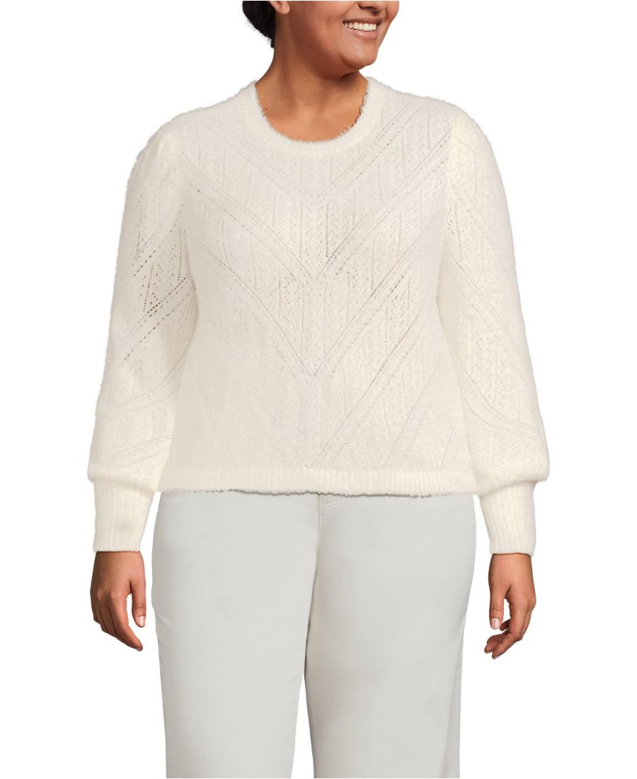 Свитер больших размеров с пушистыми ажурными рукавами-фонариками и ажурной отделкой Lands' End, Fresh ivory
Свитер больших размеров с пушистыми ажурными рукавами-фонариками и ажурной отделкой Lands' End, Fresh ivory