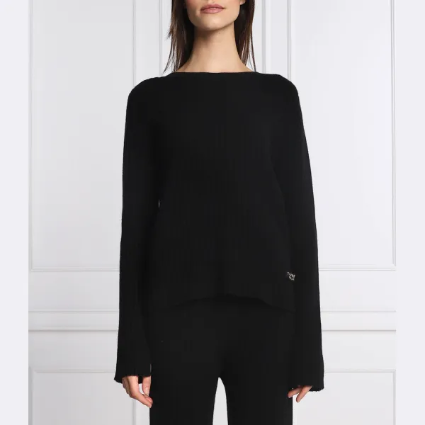 Шерстяной свитер обычного кроя с добавлением кашемира Twin-Set, черный 
Шерстяной свитер обычного кроя с добавлением кашемира Twin-Set, черный