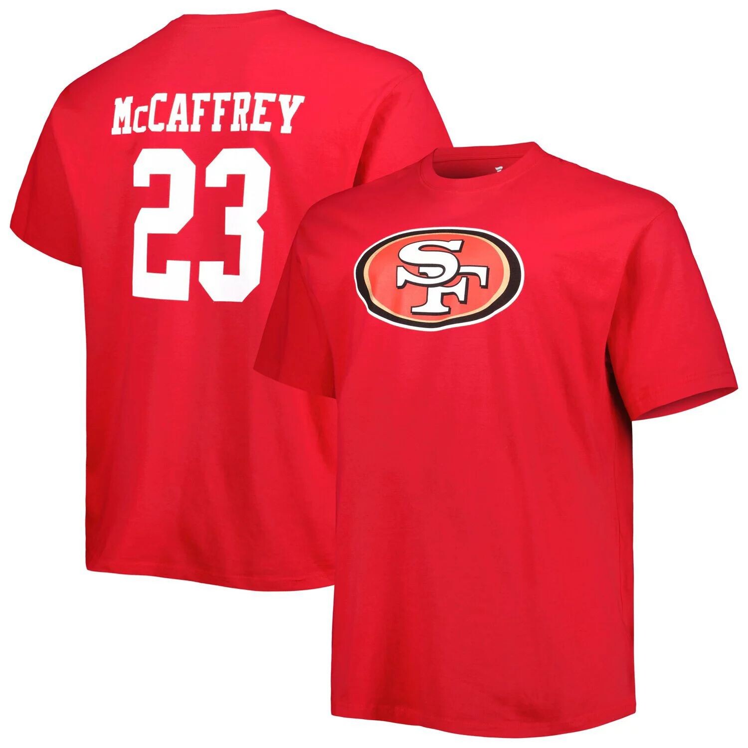 Мужская фирменная футболка Christian McCaffrey Scarlet San Francisco 49ers Big & Tall с именем и номером игрока Fanatics
Мужская фирменная футболка Christian McCaffrey Scarlet San Francisco 49ers Big & Tall с именем и номером игрока Fanatics