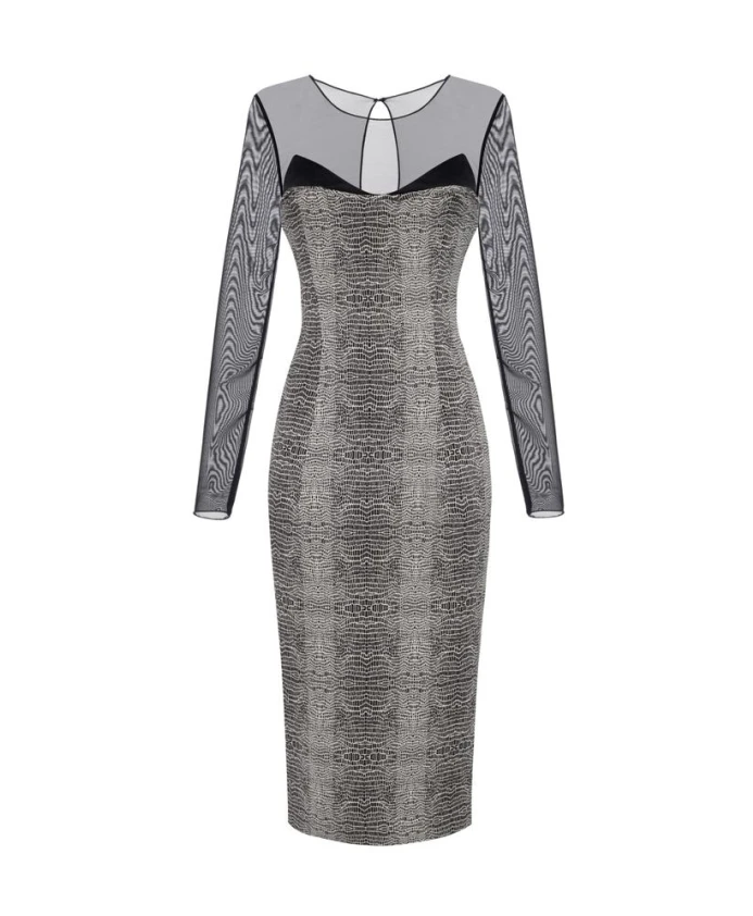 Платье из тюля, атласа и крепа с принтом под питона. Elisabetta Franchi, черный
Платье из тюля, атласа и крепа с принтом под питона. Elisabetta Franchi, черный