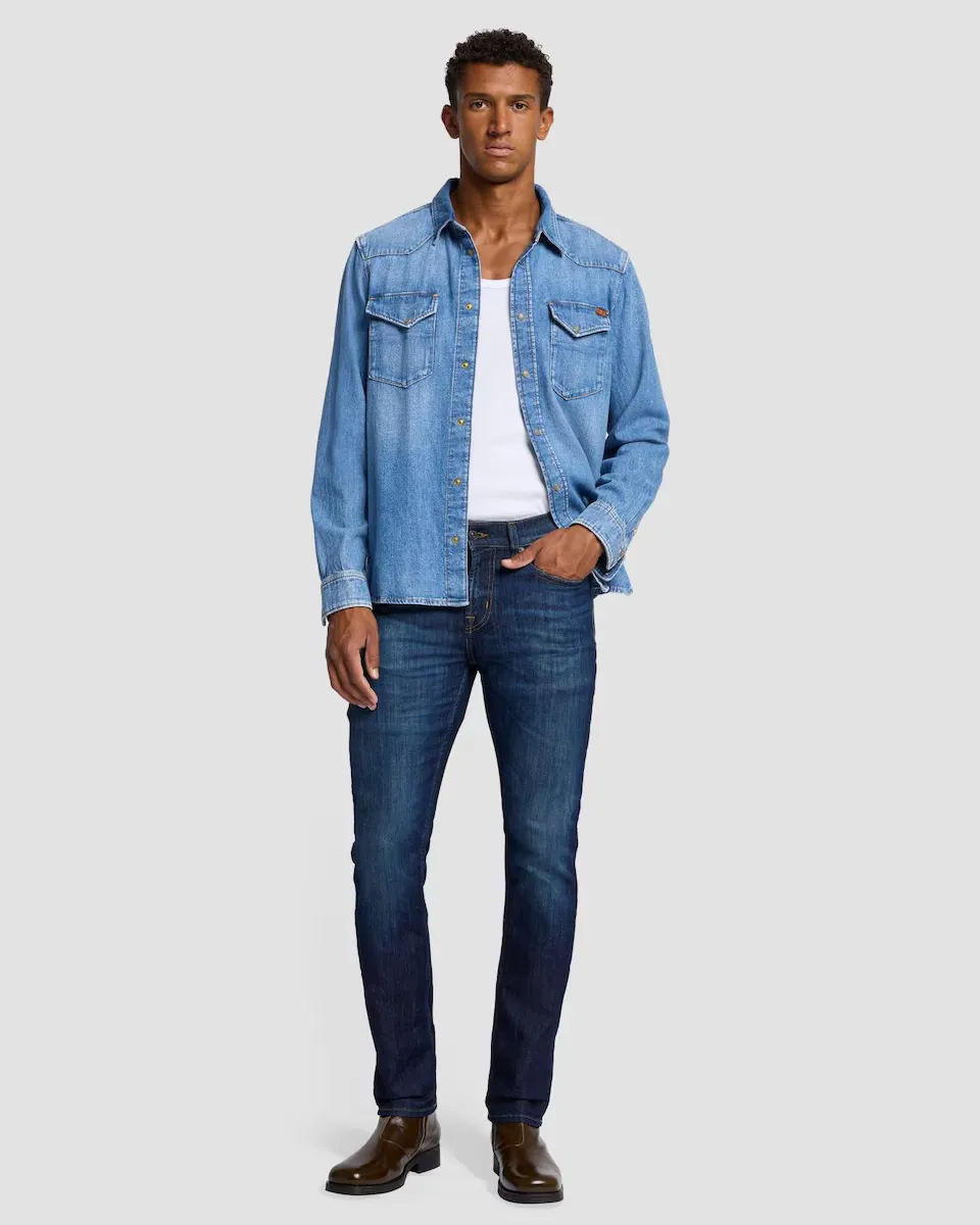 Мужские облегающие джинсы средней посадки темно-синего цвета 7 For all mankind, темно-синий
Мужские облегающие джинсы средней посадки темно-синего цвета 7 For all mankind, темно-синий