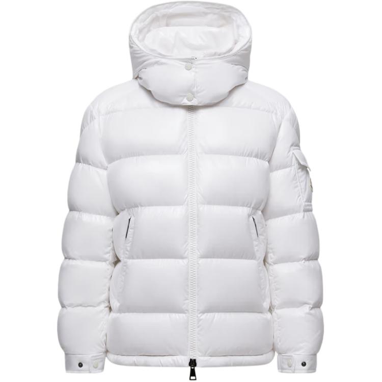 Moncler Майре Короткая Куртка с Капюшоном, Gray White 
Moncler Майре Короткая Куртка с Капюшоном, Gray White