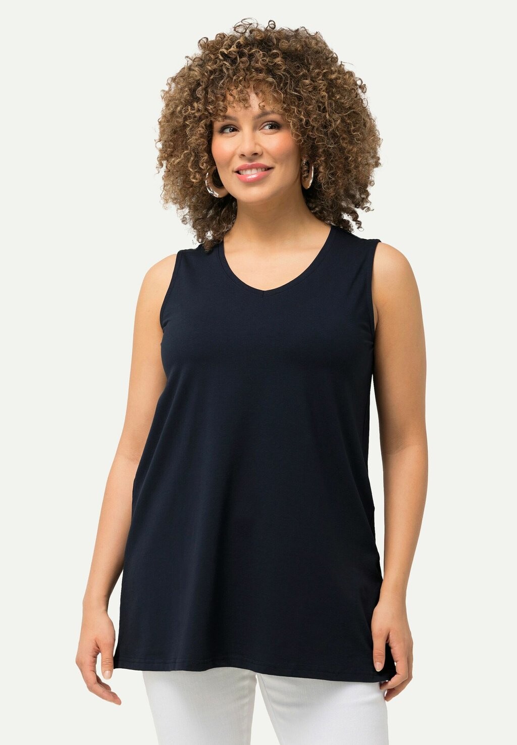 Топ V-AUSSCHNITT ÄRMELLOS Ulla Popken, синий 
Топ V-AUSSCHNITT ÄRMELLOS Ulla Popken, синий