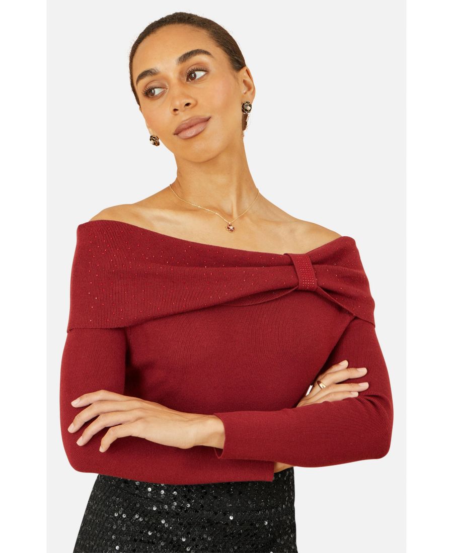 Женский свитер Бардо с отделкой из страз Yumi, Burgundy
Женский свитер Бардо с отделкой из страз Yumi, Burgundy