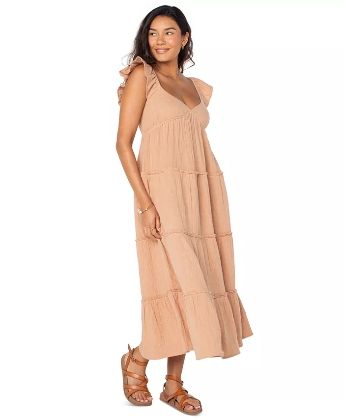 Женское хлопковое платье миди с ярусами и сборкой на спине Palmy Days Roxy, коричневый
Женское хлопковое платье миди с ярусами и сборкой на спине Palmy Days Roxy, коричневый