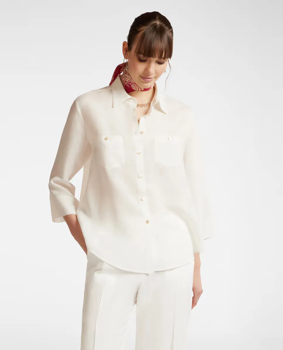 Женская рубашка с карманами и кокеткой сзади Elena Miró, белый
Женская рубашка с карманами и кокеткой сзади Elena Miró, белый