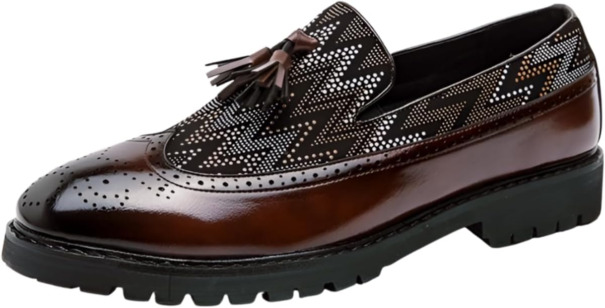 Мужские лоферы Santimon с крыльями и кисточками, броги, украшенные стразами, удобные слипоны на массивной подошве, кожаные повседневные туфли, коричневый
Мужские лоферы Santimon с крыльями и кисточками, броги, украшенные стразами, удобные слипоны на массивной подошве, кожаные повседневные туфли, коричневый