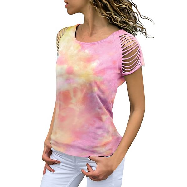 Женский топ с коротким рукавом, тай-дай и вырезом на плече Anna-Kaci, Pink
Женский топ с коротким рукавом, тай-дай и вырезом на плече Anna-Kaci, Pink