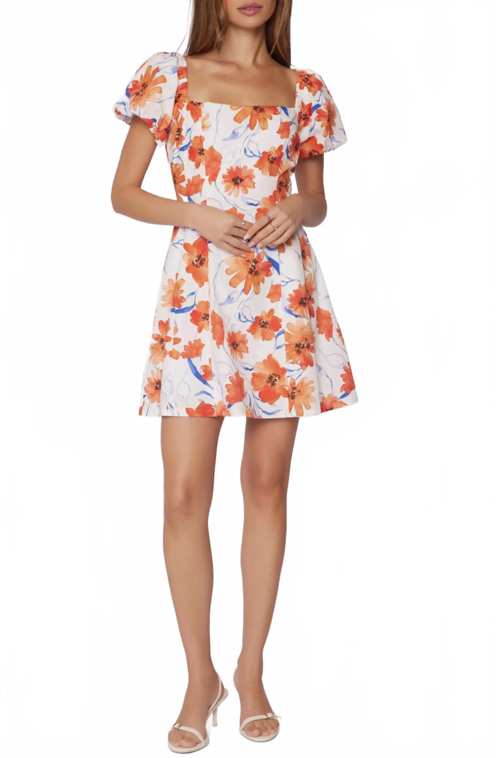 Платье мини Poppy Blooms в бело-оранжевый цветочек LOST + WANDER 
Платье мини Poppy Blooms в бело-оранжевый цветочек LOST + WANDER