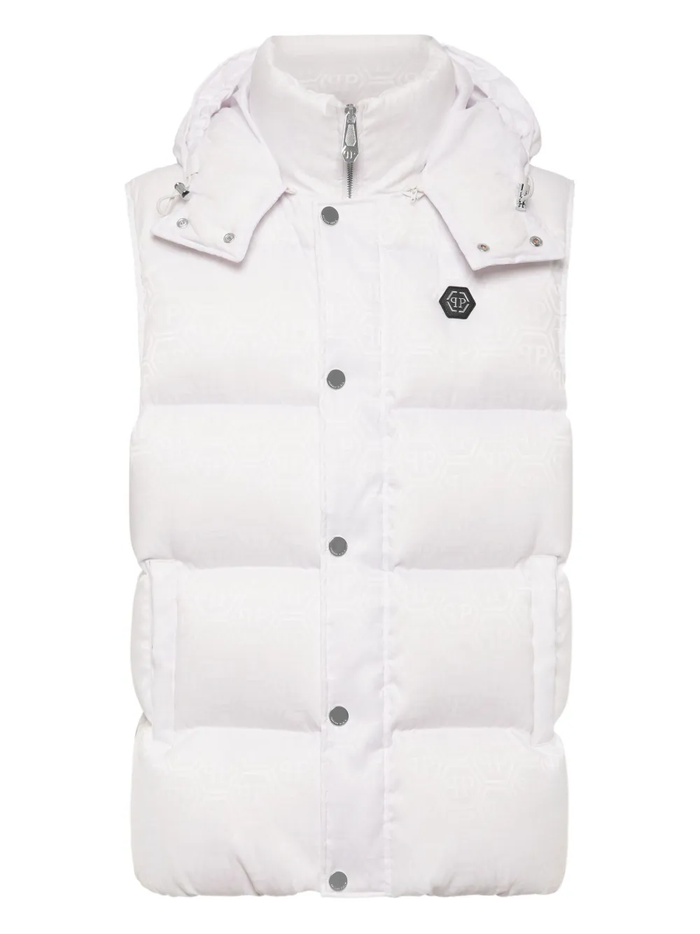 Стеганый жилет с монограммой Philipp Plein, белый
Стеганый жилет с монограммой Philipp Plein, белый