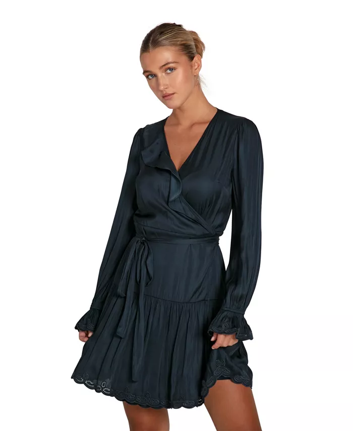 Женское платье-халат с вышивкой в виде полевых цветов Belle & Bloom, синий 
Женское платье-халат с вышивкой в виде полевых цветов Belle & Bloom, синий