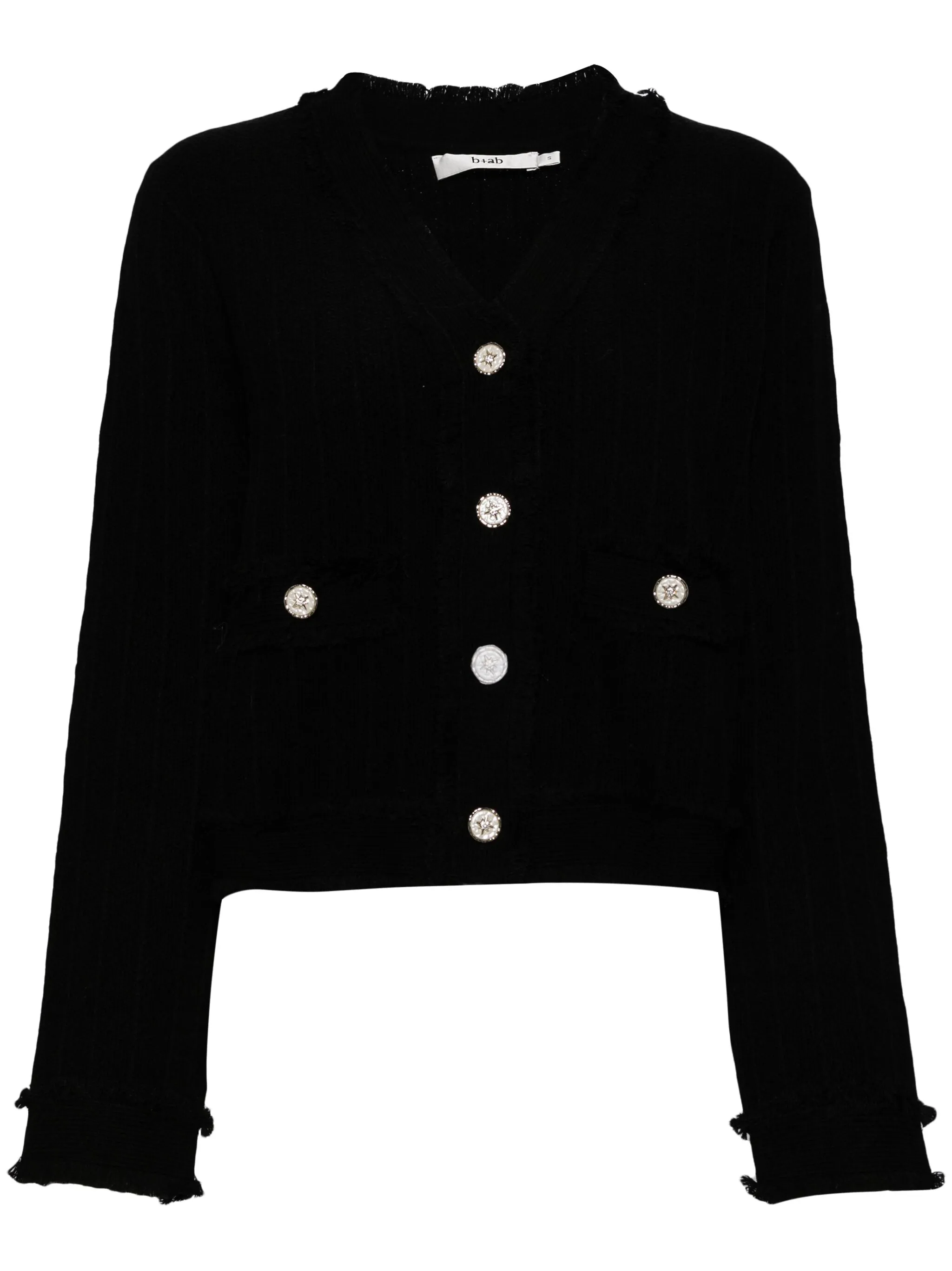 Кардиган с V-образным вырезом и бахромой B+Ab, черный
Кардиган с V-образным вырезом и бахромой B+Ab, черный