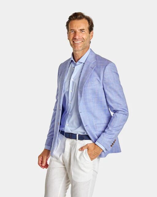 Мужской пиджак классического кроя в валлийскую клетку Spagnolo, синий 
Мужской пиджак классического кроя в валлийскую клетку Spagnolo, синий