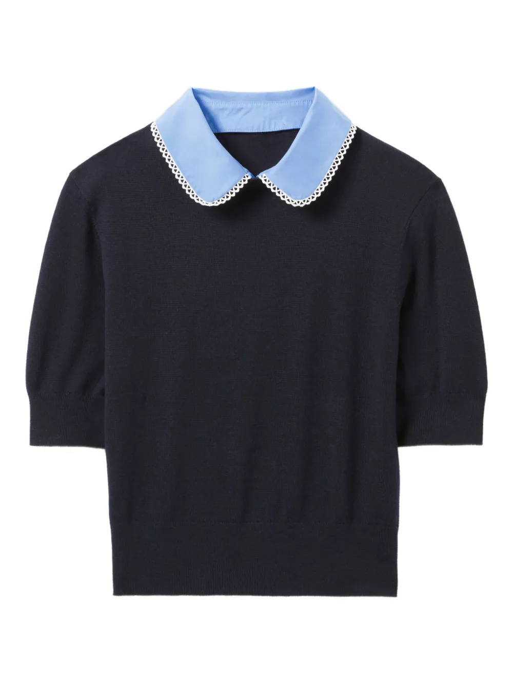 Свитер с контрастным воротником и короткими рукавами Claudie Pierlot, синий
Свитер с контрастным воротником и короткими рукавами Claudie Pierlot, синий