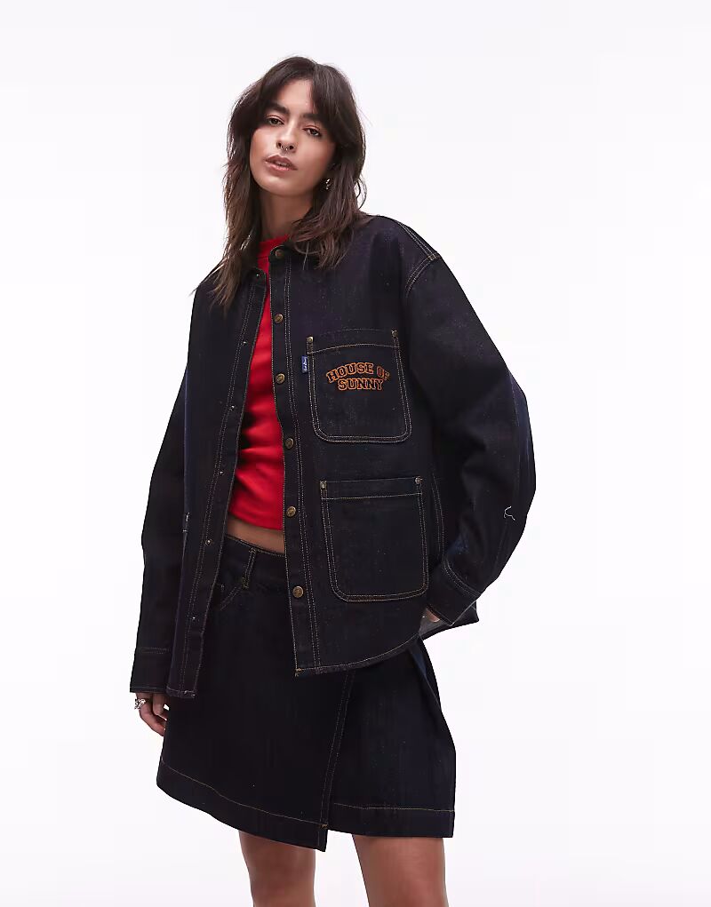 Джинсовая рубашка House of Sunny с воротником-стойкой и шнуром цвета индиго
Джинсовая рубашка House of Sunny с воротником-стойкой и шнуром цвета индиго