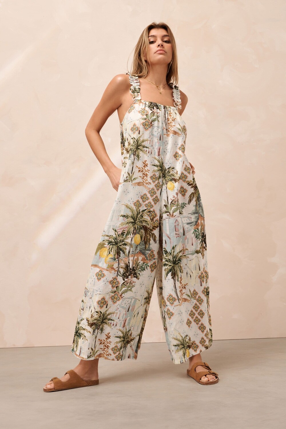 Комбинезон с широкими штанинами и бретелями с рюшами Next, белый
Комбинезон с широкими штанинами и бретелями с рюшами Next, белый