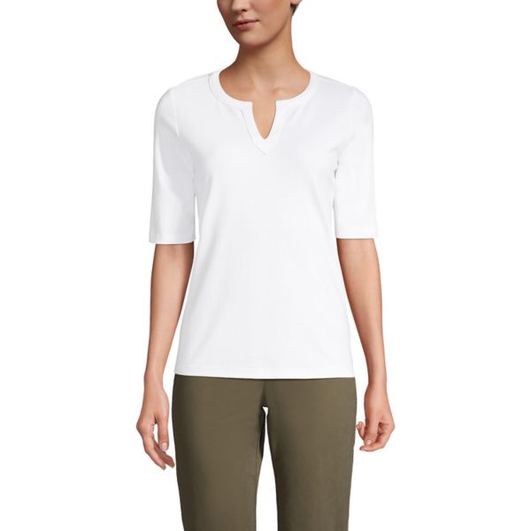 Женский современный топ с полурукавом и разрезом на шее Lands' End, белый
Женский современный топ с полурукавом и разрезом на шее Lands' End, белый