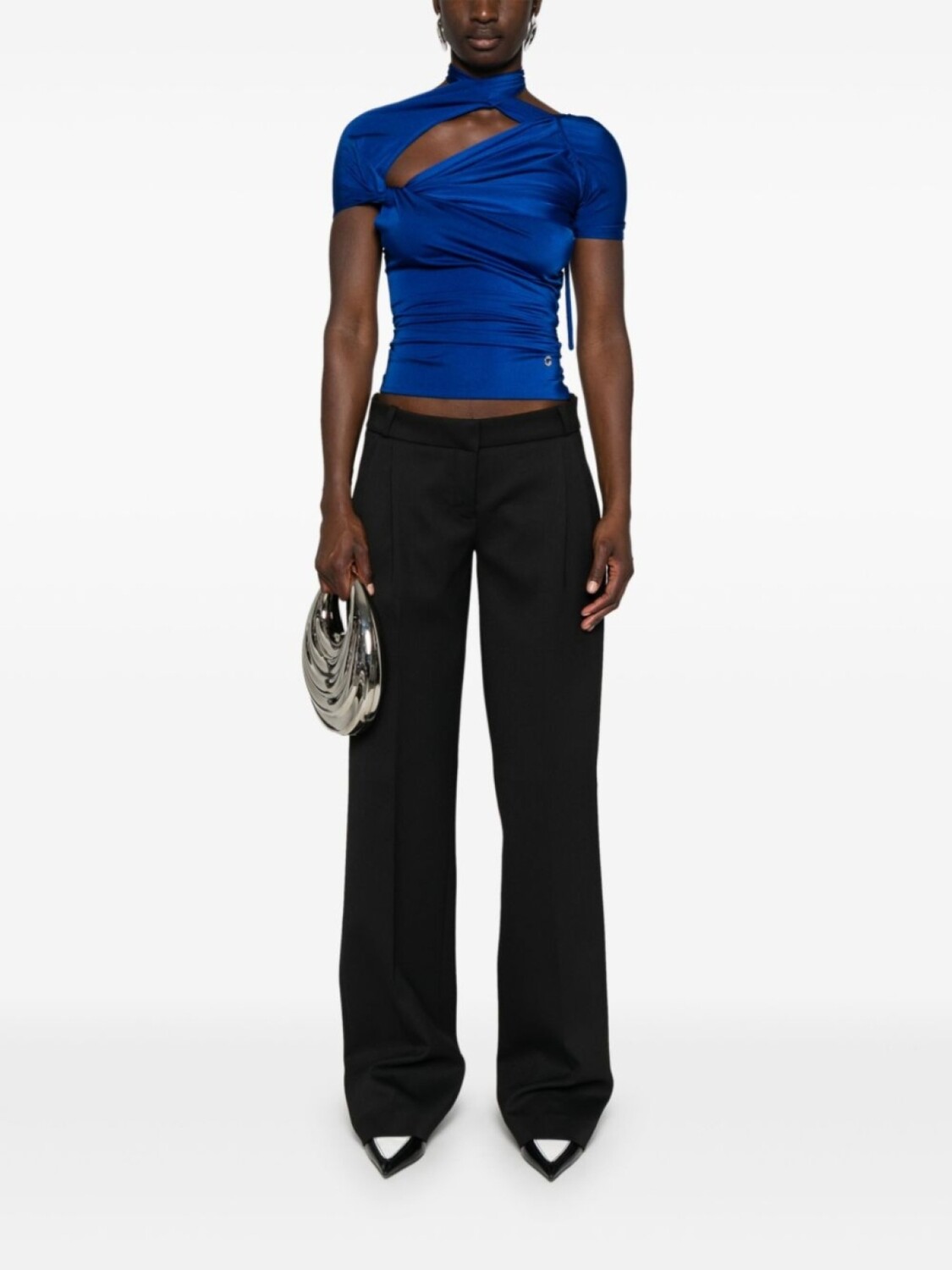 Coperni топ асимметричного кроя с драпировкой, синий
Coperni топ асимметричного кроя с драпировкой, синий