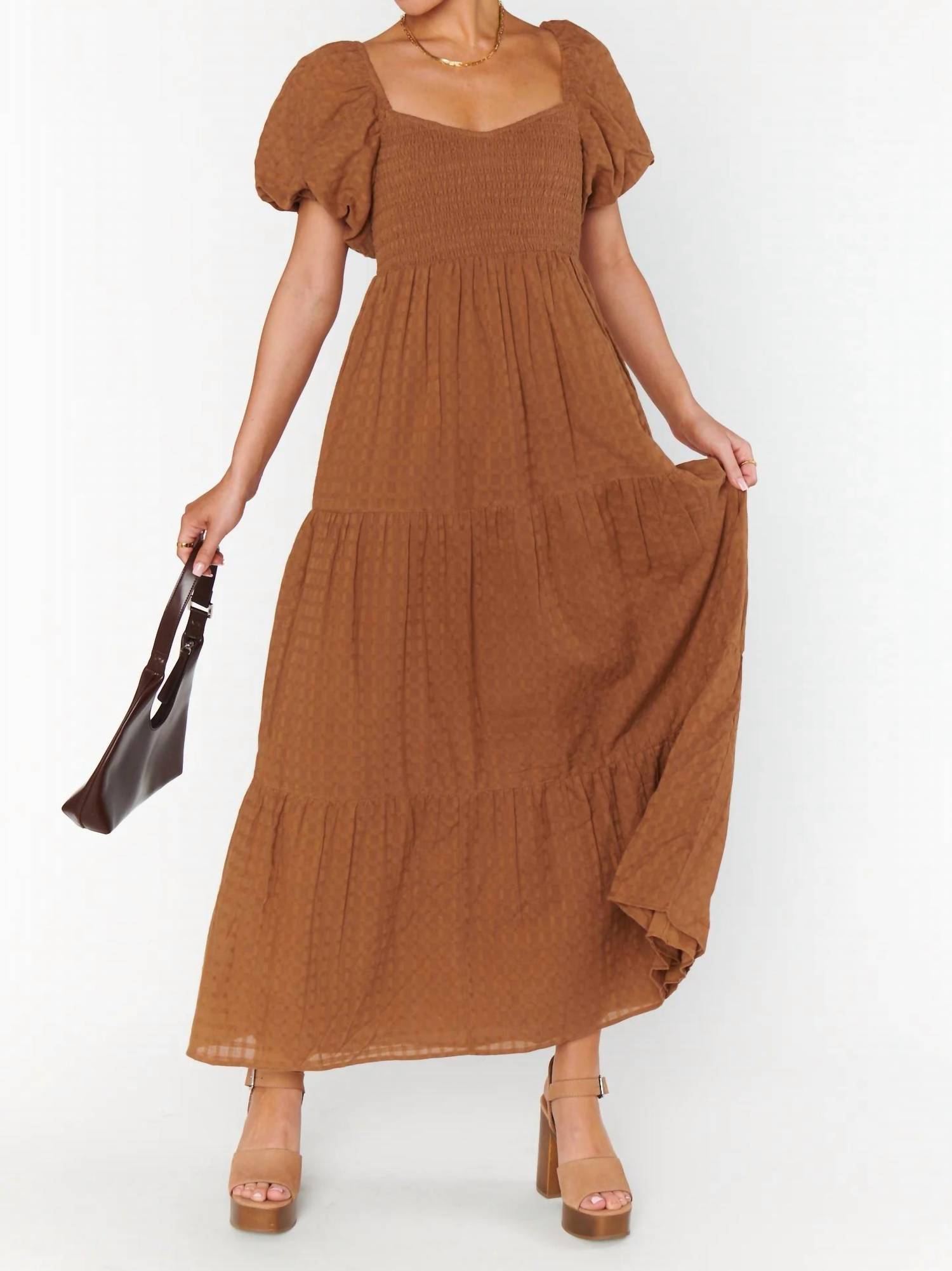 Show Me Your Mumu Длинное платье с пышными рукавами коричневого цвета
Show Me Your Mumu Длинное платье с пышными рукавами коричневого цвета