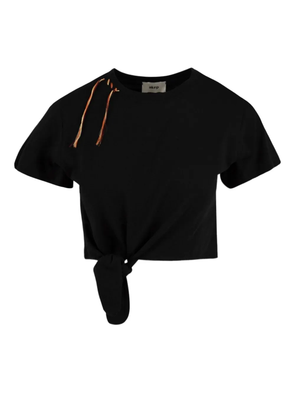 Укороченная футболка с вышитым логотипом Akep, черный
Укороченная футболка с вышитым логотипом Akep, черный