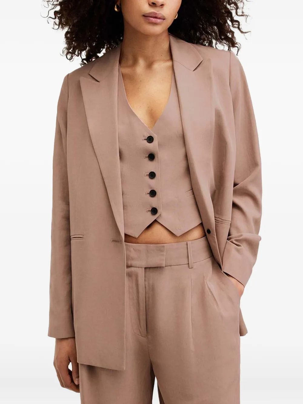 Блейзер на пуговицах AllSaints, коричневый
Блейзер на пуговицах AllSaints, коричневый