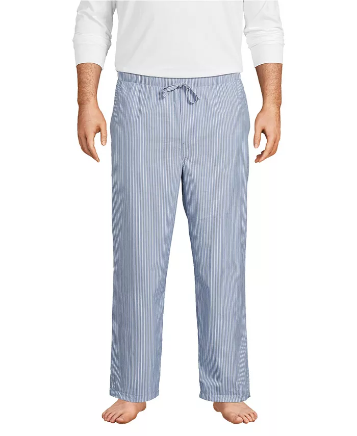 Пижамные брюки Big & Tall из поплина Lands' End, синий 
Пижамные брюки Big & Tall из поплина Lands' End, синий