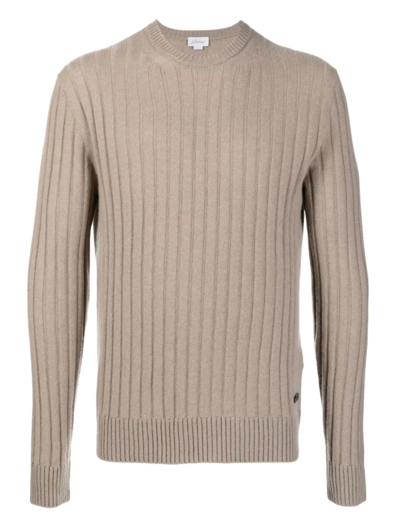 Шерстяной свитер в рубчик Brioni, нейтральный 
Шерстяной свитер в рубчик Brioni, нейтральный