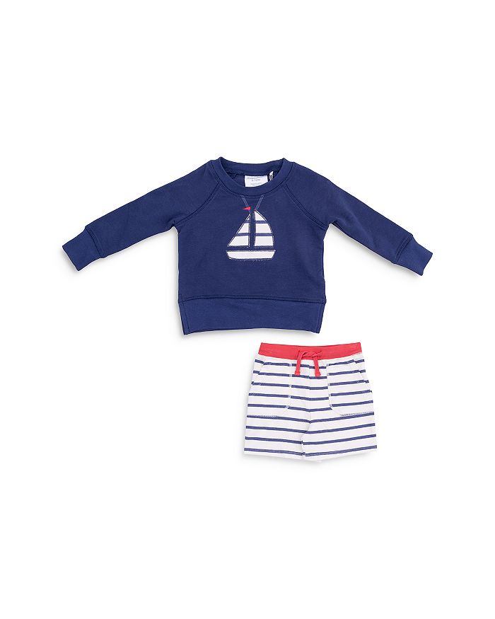 Детский комплект с парусником: толстовка и шорты из френч-терри с регланными рукавами — Baby Angel Dear, синий 
Детский комплект с парусником: толстовка и шорты из френч-терри с регланными рукавами — Baby Angel Dear, синий