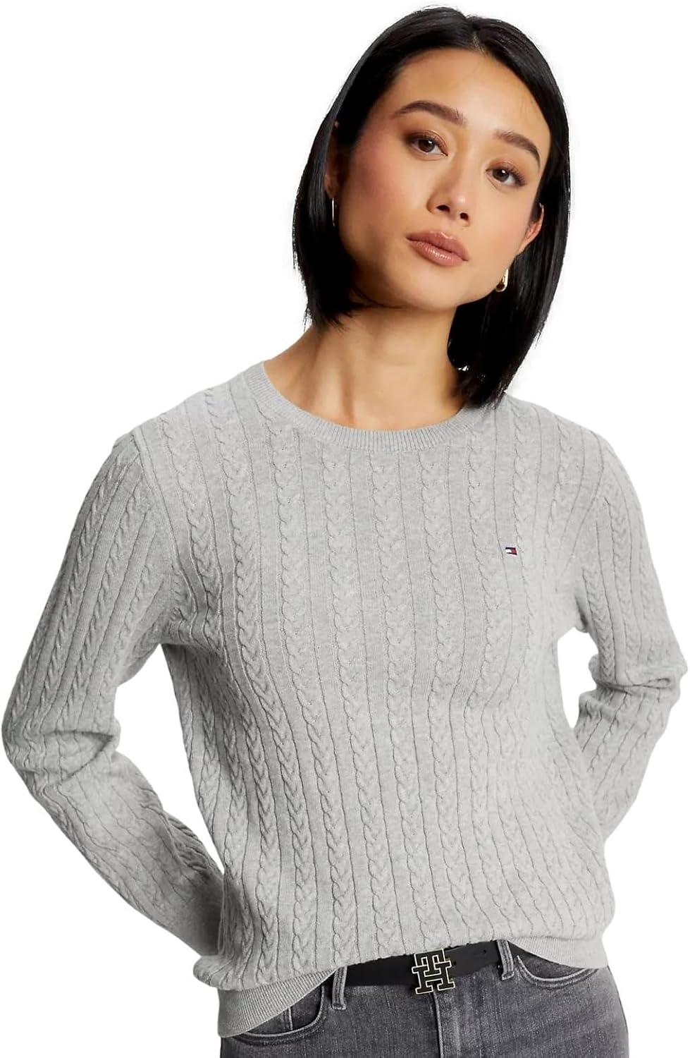 Коллекция женских свитеров Tommy Hilfiger Cable Kint с круглым вырезом и логотипом-флагом 2025 года, Smoke Grey Heather
Коллекция женских свитеров Tommy Hilfiger Cable Kint с круглым вырезом и логотипом-флагом 2025 года, Smoke Grey Heather