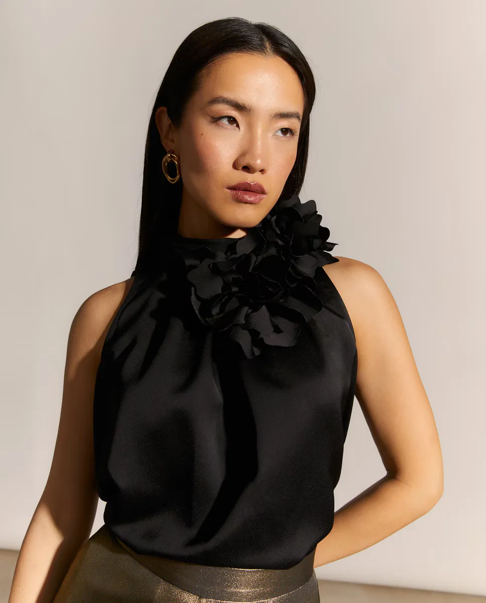 Вечерний топ без рукавов с воротником-халтер Woman Fiesta El Corte Inglés, черный
Вечерний топ без рукавов с воротником-халтер Woman Fiesta El Corte Inglés, черный