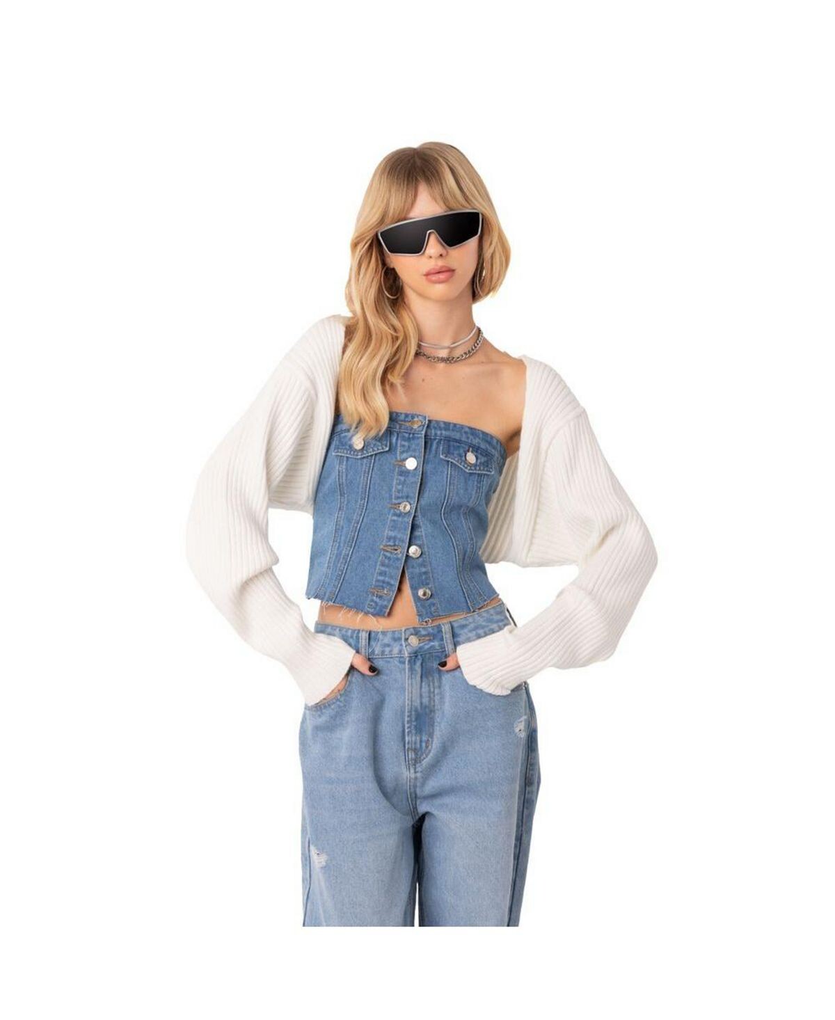 Женский свитер с рукавами в рубчик Edikted
Женский свитер с рукавами в рубчик Edikted