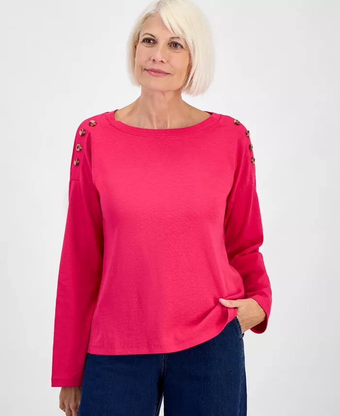 Маленькая хлопковая блузка с длинным рукавом и круглым вырезом Style & Co, розовый
Маленькая хлопковая блузка с длинным рукавом и круглым вырезом Style & Co, розовый