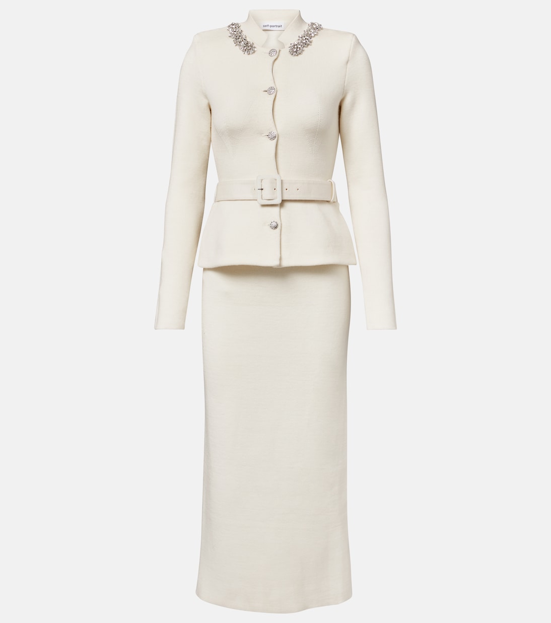Украшенное вязаное платье миди Self-Portrait, кремовый
Украшенное вязаное платье миди Self-Portrait, кремовый